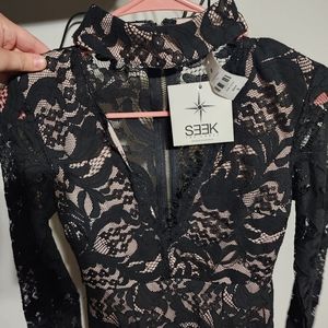 Seek the Label LF Lace Dress Mini Long Sleeve Small